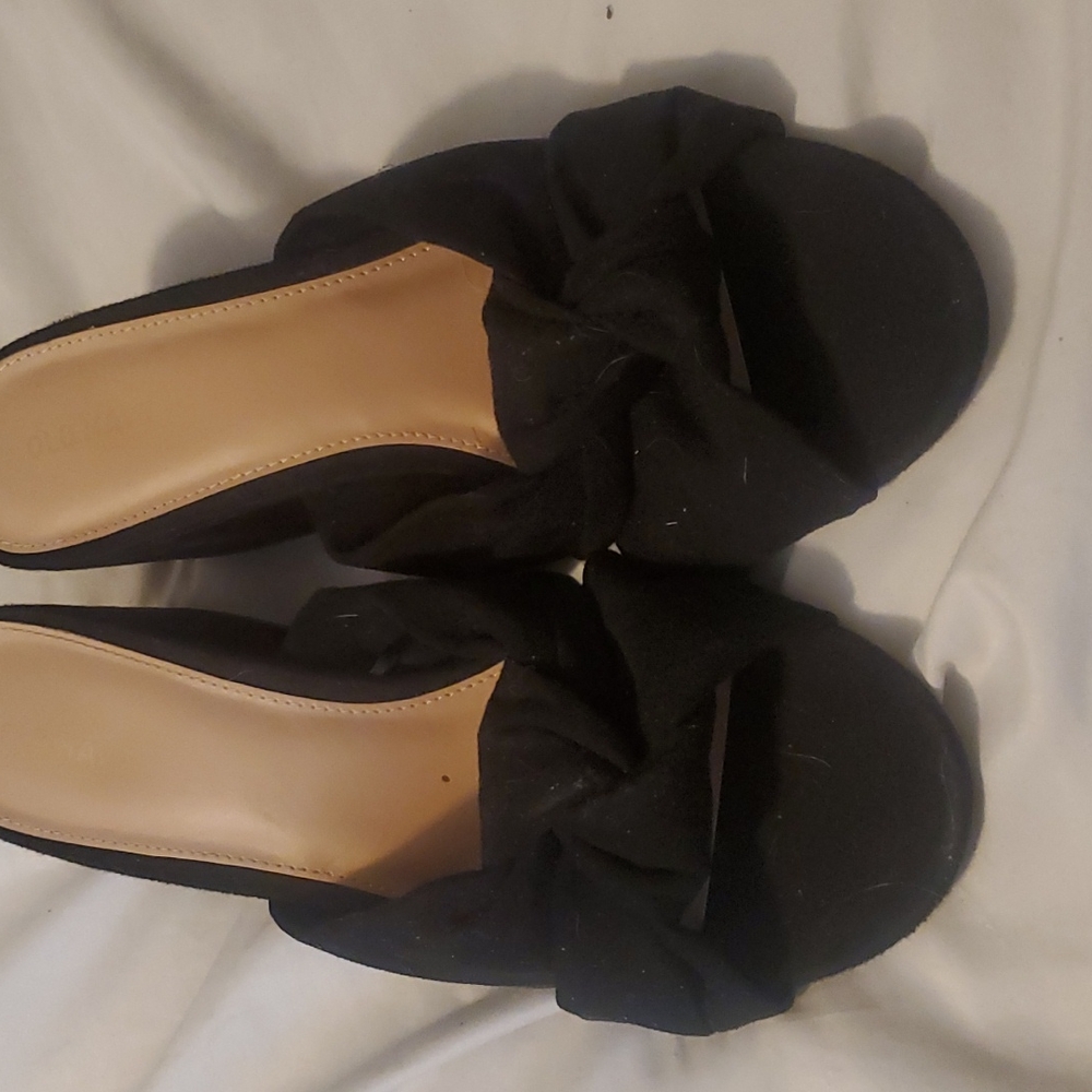 Knot Slippers, Low Block Heel